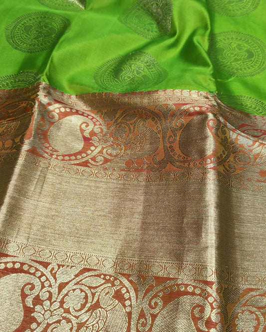 Kanjeevaram Art Silk Saree | Green & Red