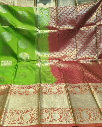 Kanjeevaram Art Silk Saree | Green & Red