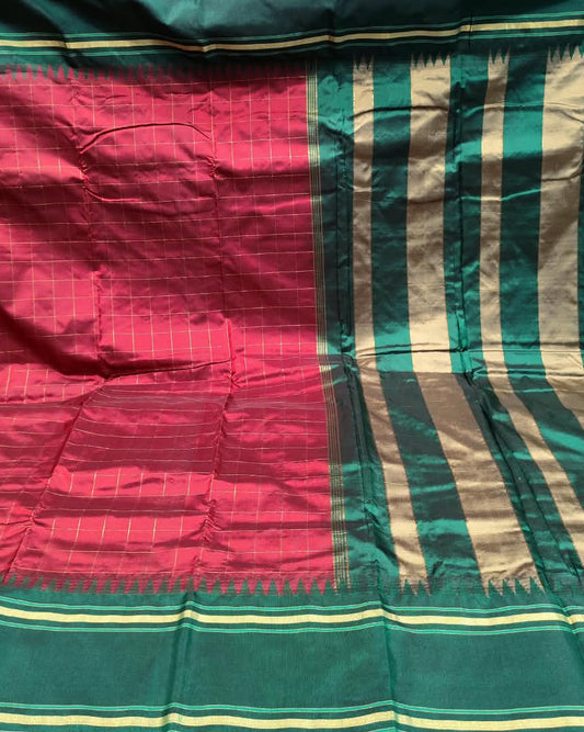 Kanjeevaram Silk Saree | Red & Green