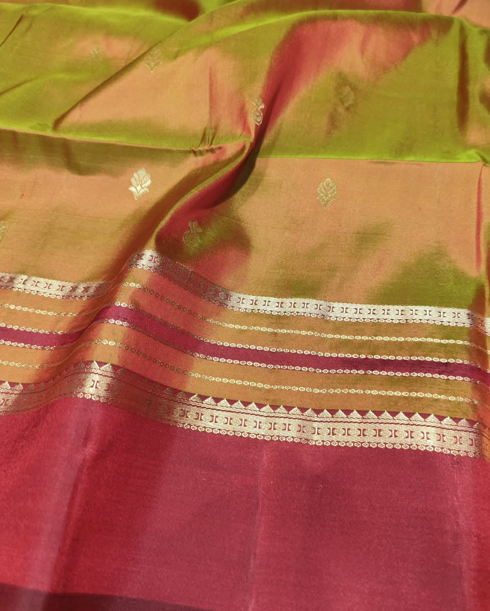 Kanjeevaram Soft Silk Saree | Mustard Yellow & Maroon