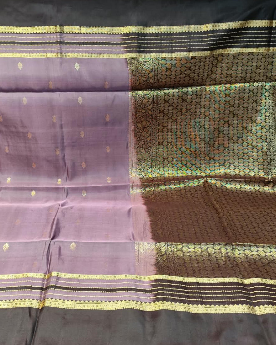 Kanjeevaram Soft Silk Saree | Purple & Black