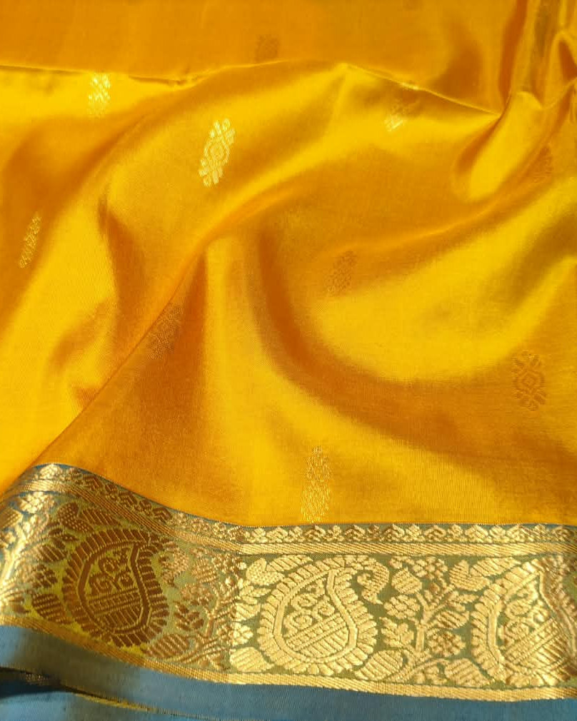 Kanjeevaram Soft Silk Saree | Yellow & Blue