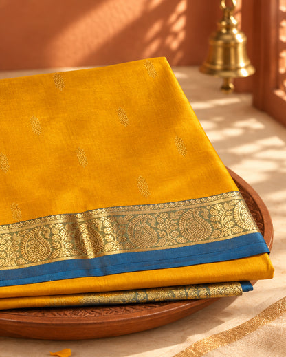 Kanjeevaram Soft Silk Saree | Yellow & Blue