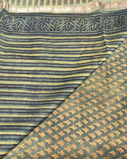 Maheshwari Silk Cotton Saree |  Green | Block Print