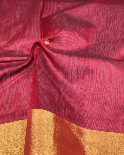 Chanderi Silk Cotton Saree | Maroon