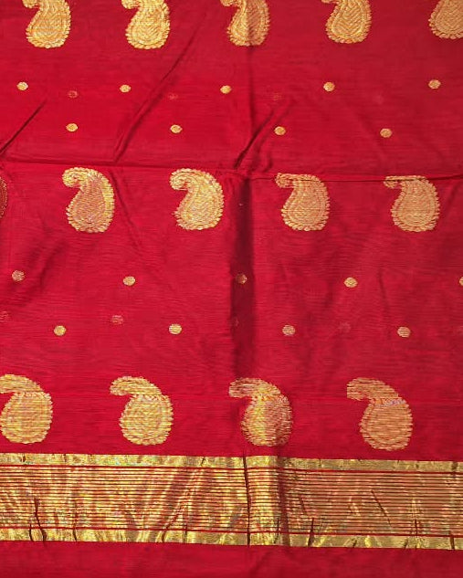 Chanderi Silk Cotton Saree | Maroon