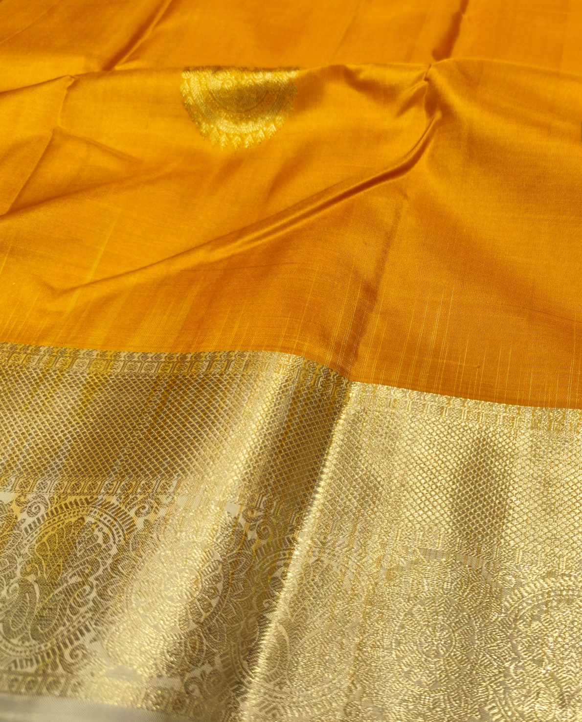 Kanjeevaram Bridal Silk Saree | Orange & Silver