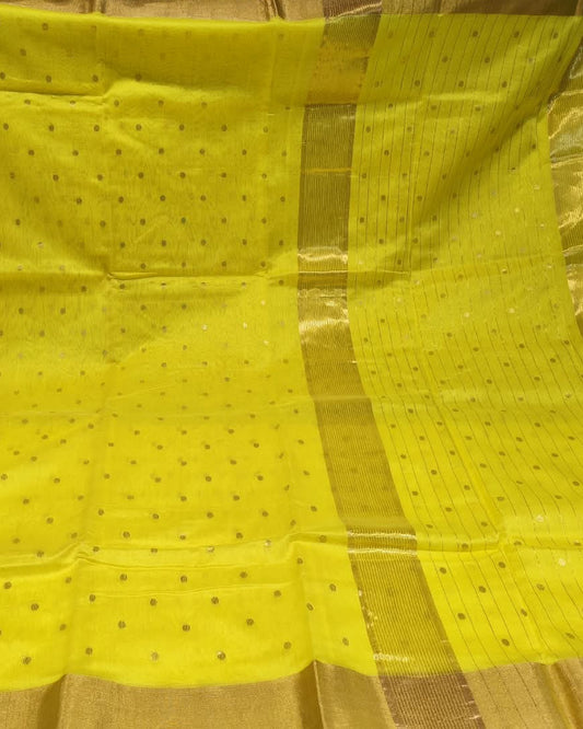 Chanderi Silk Cotton Saree | Yellow